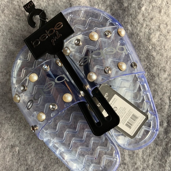 New w/tags BEBE girls jelly shoes w/ pearls & gems - Picture 4 of 6
